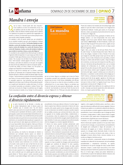 P&ccedil;agina La Ma&ntilde;ana Maria Eugenia Cruz Abogada